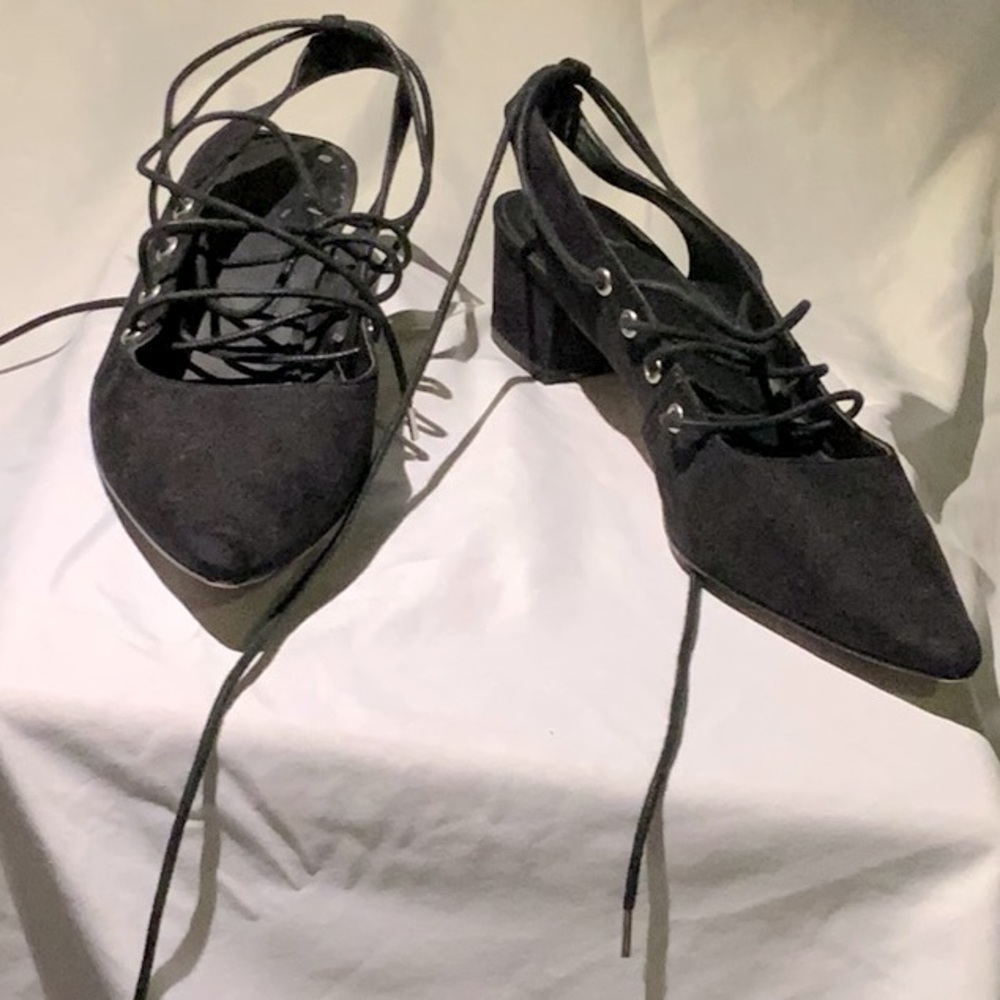 Lace up 2 inch heels.